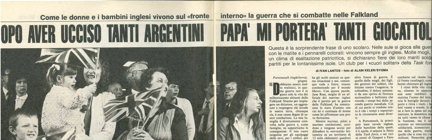 DOPO AVER UCCISO TANTI ARGENTINI PAPA' MI PORTERA TANTI... - FALKLAND - CLIPPING