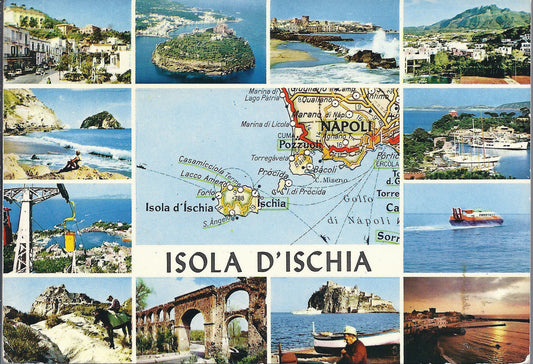 ISOLA DI ISCHIA - 12 VEDUTINE E CARTA STRADALE - V1977