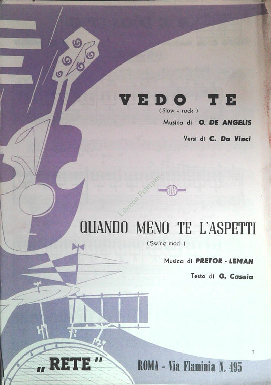 VEDO TE slow rock - QUANDO MENO TE LO ASPETTI swing mod. - SPARTITO-SHEET MUSIC