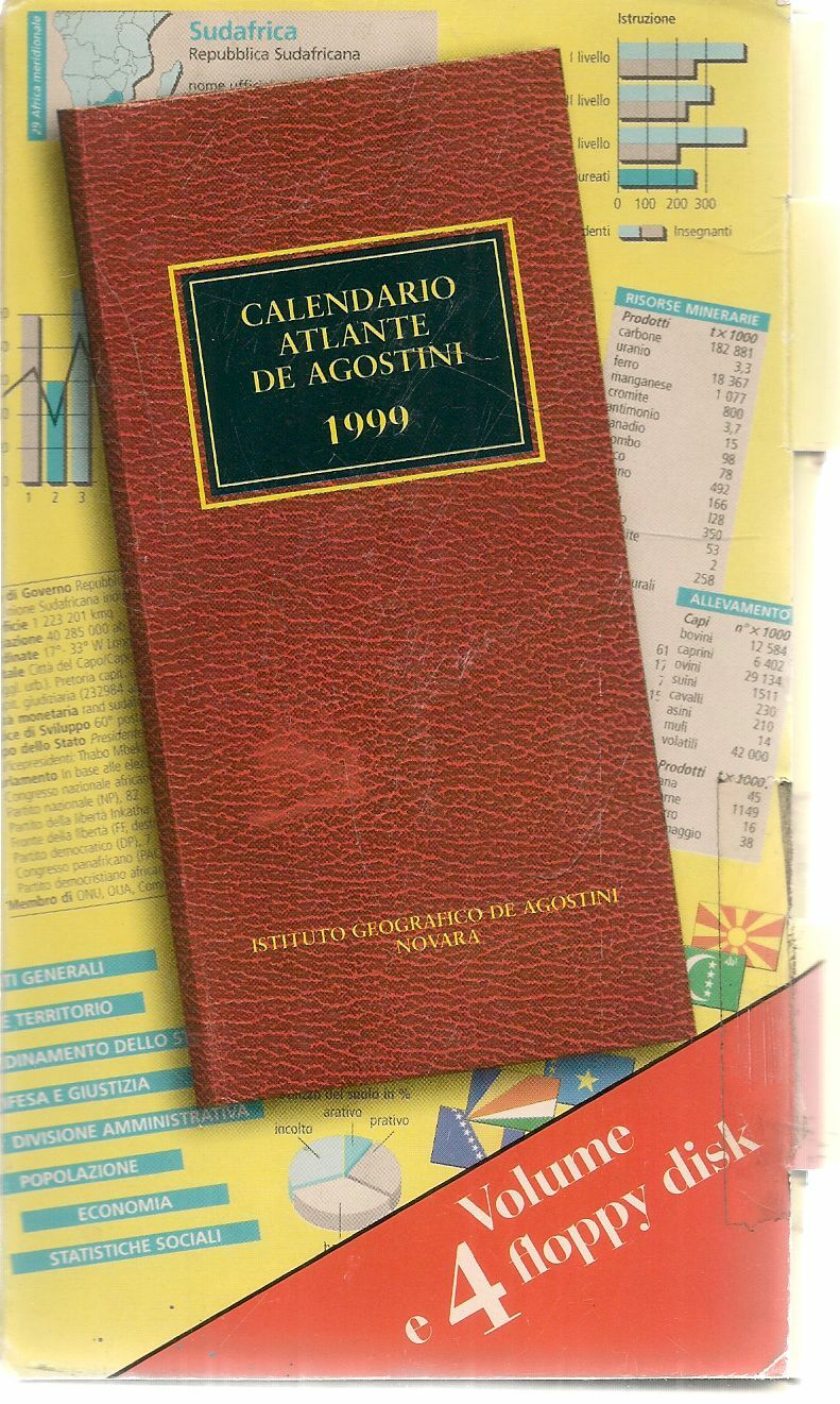 CALENDARIO ATLANTE DE AGOSTINI 1999 CON CUSODIA E FLOPPY DUSK