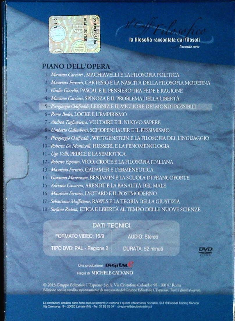 LEIBNIZ E IL MIGLIORE DEI MONDI POSSIBILI. IL CAFFE' FILOSOFICO N. 5 - DVD