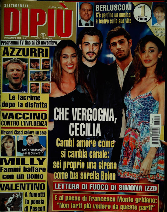 DI PIU' 27 NOVEMBRE 2017 - CECILIA RODRIGUEZ  SIMONA IZZO --MILLY CARLUCCI
