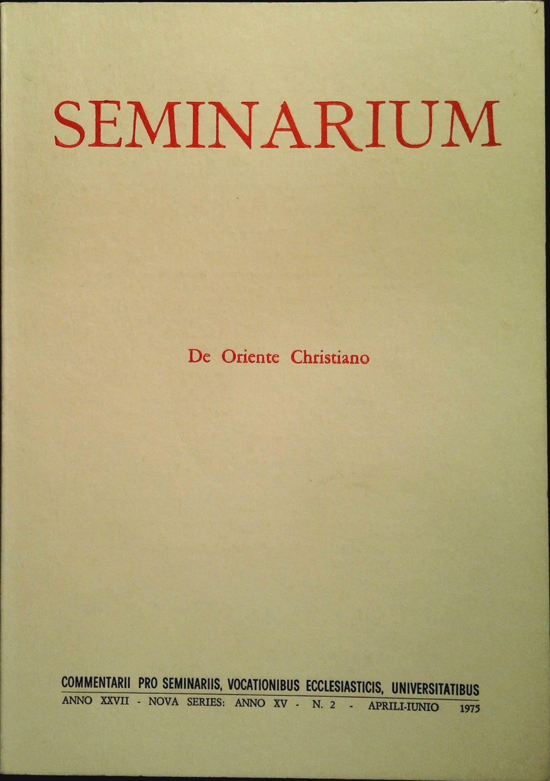 SEMINARIUM N. 2 1975 - DE ORIENTEN CHRISTIANO