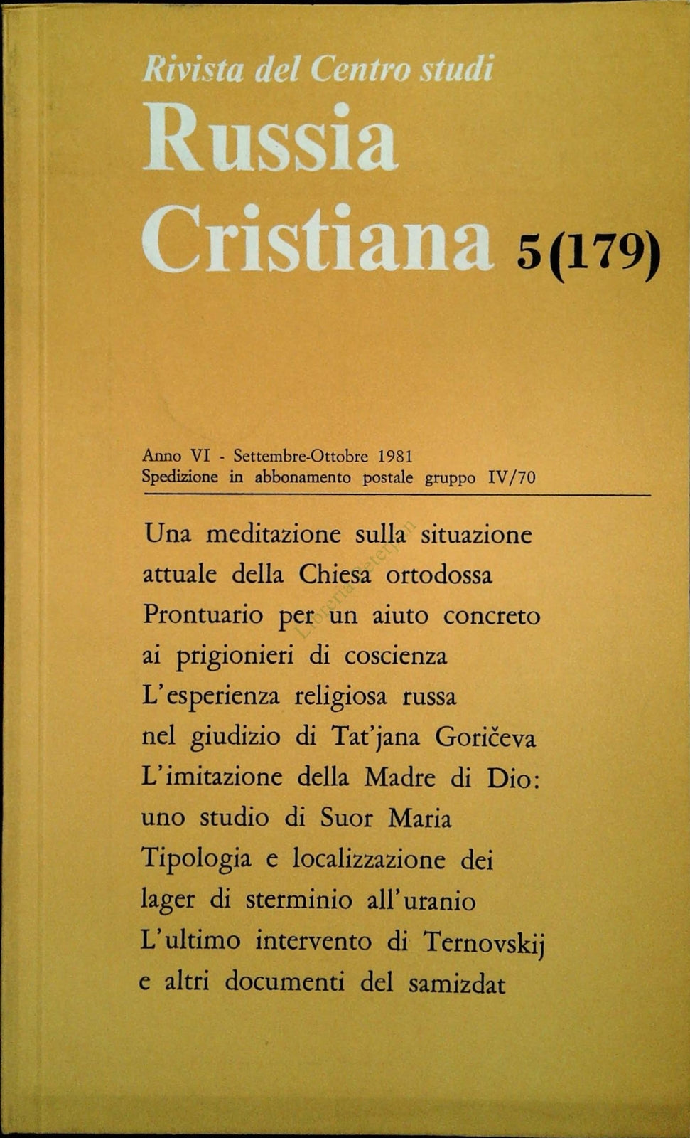 RUSSIA CRISTIANA N. 179 - SETTEMBRE-OTTOBRE 1981