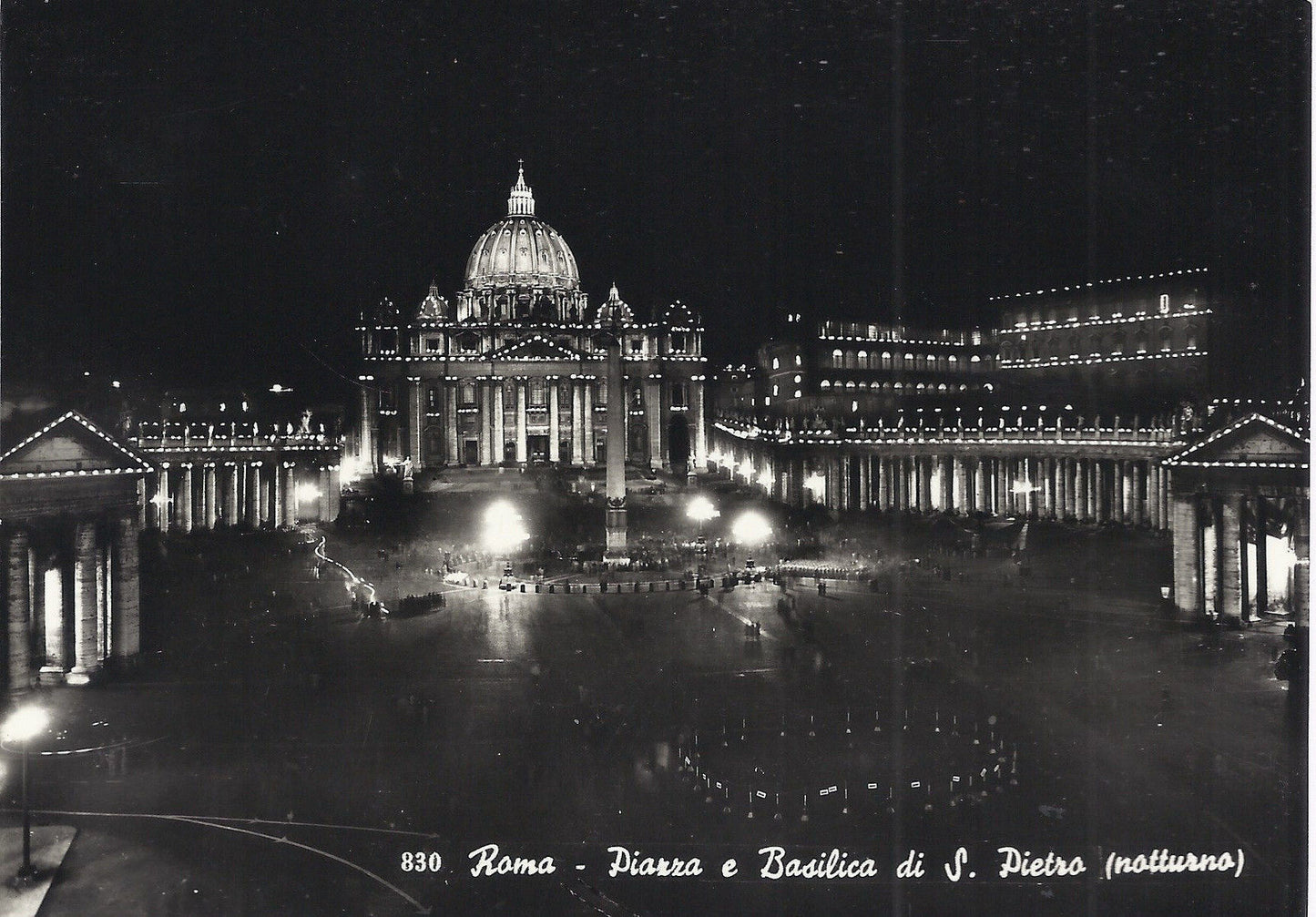 ROMA - PIAZZA E BASILICA DI S. PIETRO - NOTTURNO - V 1957 - 