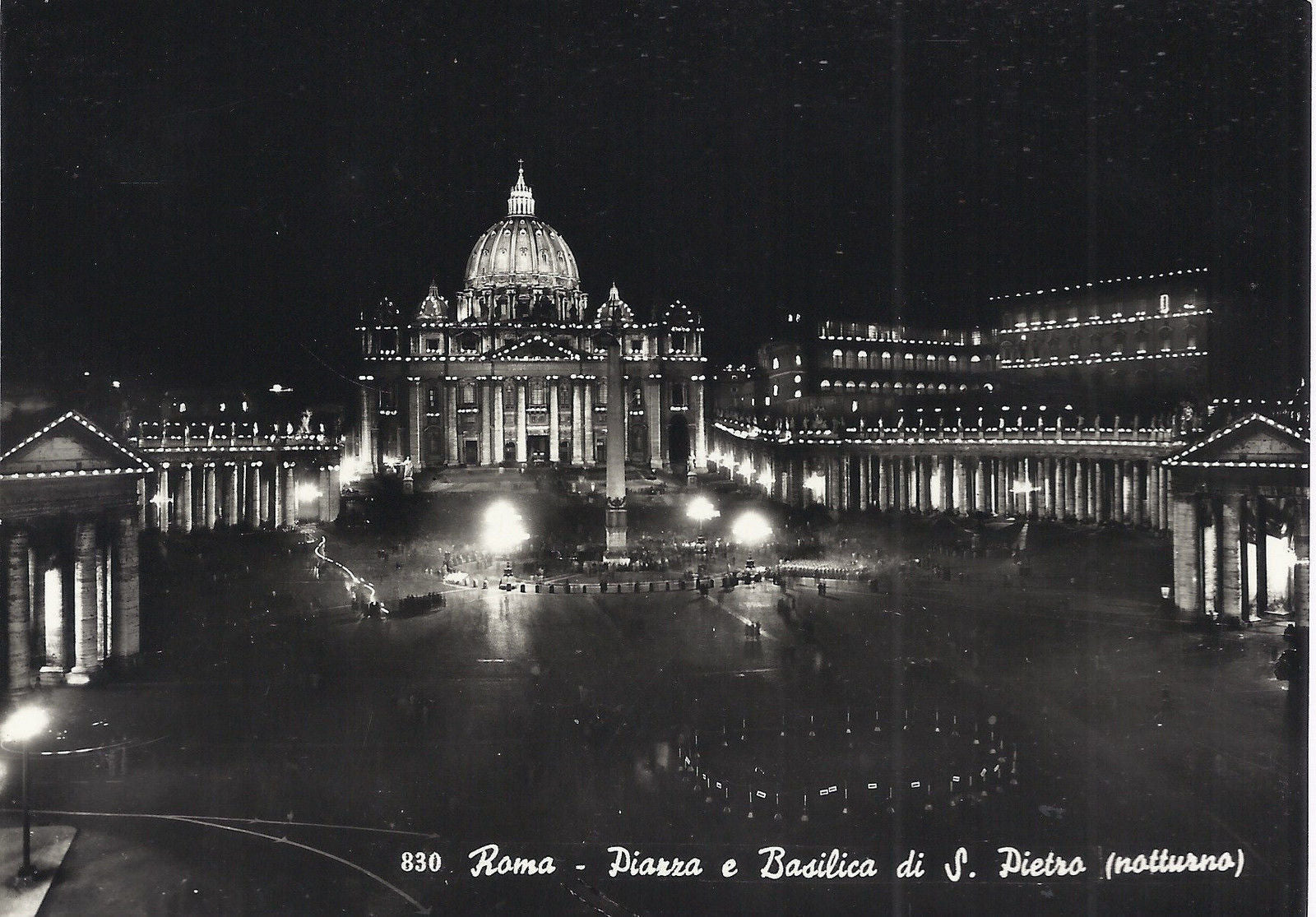 ROMA - PIAZZA E BASILICA DI S. PIETRO - NOTTURNO - V 1957 - 