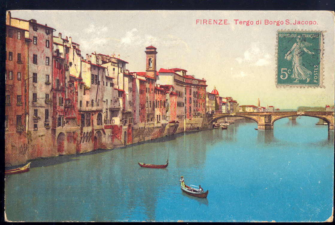 FIRENZE - TERGO DI BORGO S. JACOPO - V - ACQUERELLATA