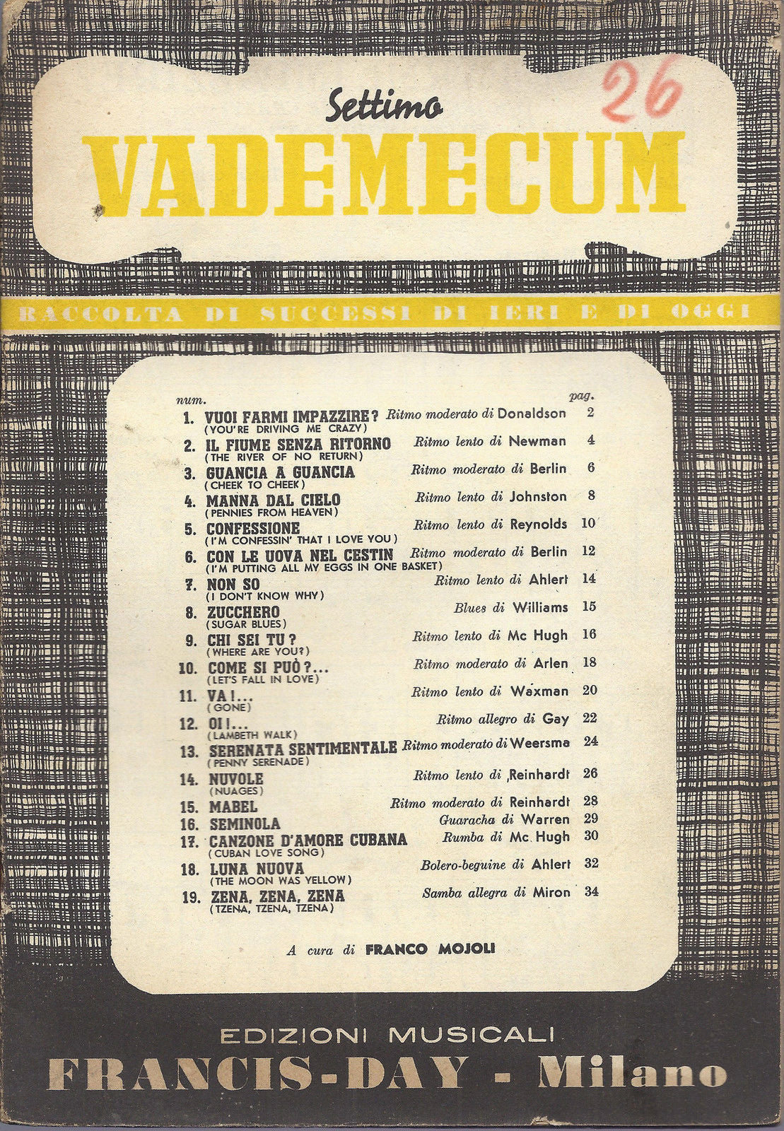 SETTIMO VADEMECUM FRANCIS-DAY - 19 Brani - a cura di Franco Mojoli # SPARTITO