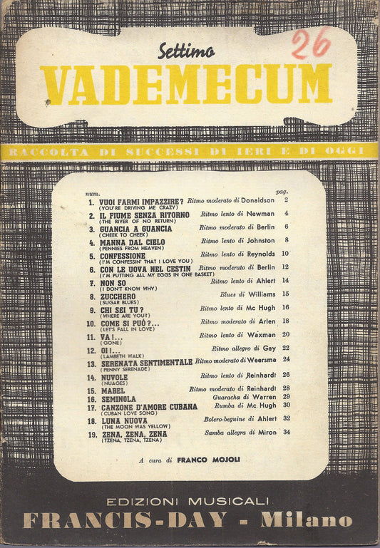 SETTIMO VADEMECUM FRANCIS-DAY - 19 Brani - a cura di Franco Mojoli # SPARTITO