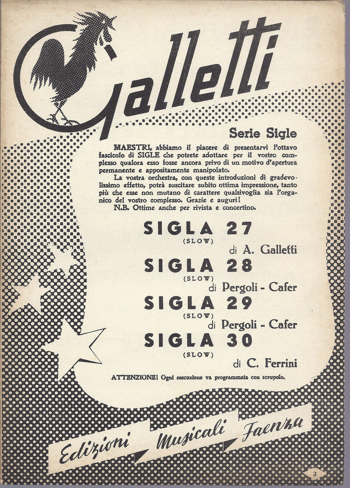 SIGLA 27  -  SIGLA 28  -  SIGLA 29  -  SIGLA 30  #  SPARTITO - Serie Sigle