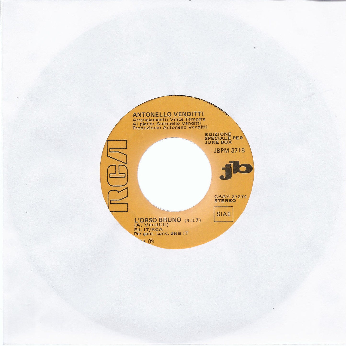 L'ORSO BRUNO # ANTONELLO VENDITTI -- AMORE BELLO # CLAUDIO BAGLIONI -  Juke Box