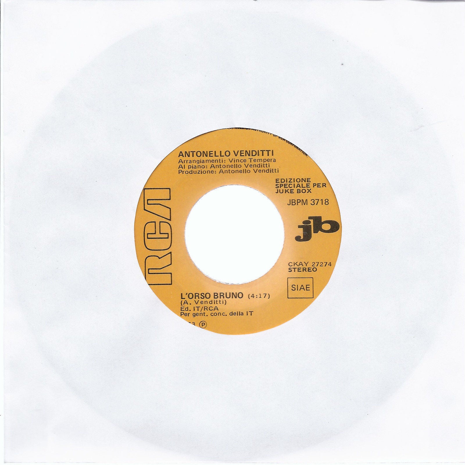 L'ORSO BRUNO # ANTONELLO VENDITTI -- AMORE BELLO # CLAUDIO BAGLIONI -  Juke Box