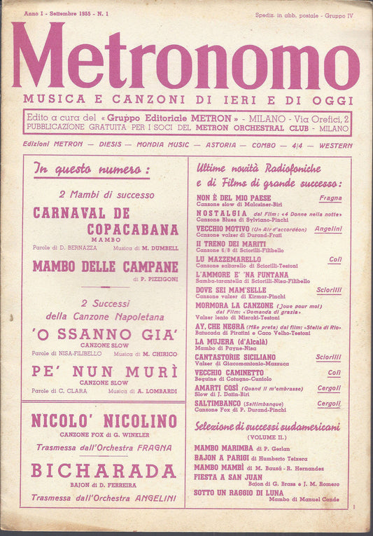 METRONOMO 1955 - 4 BRANI # SPARTITO - Edizioni Metron