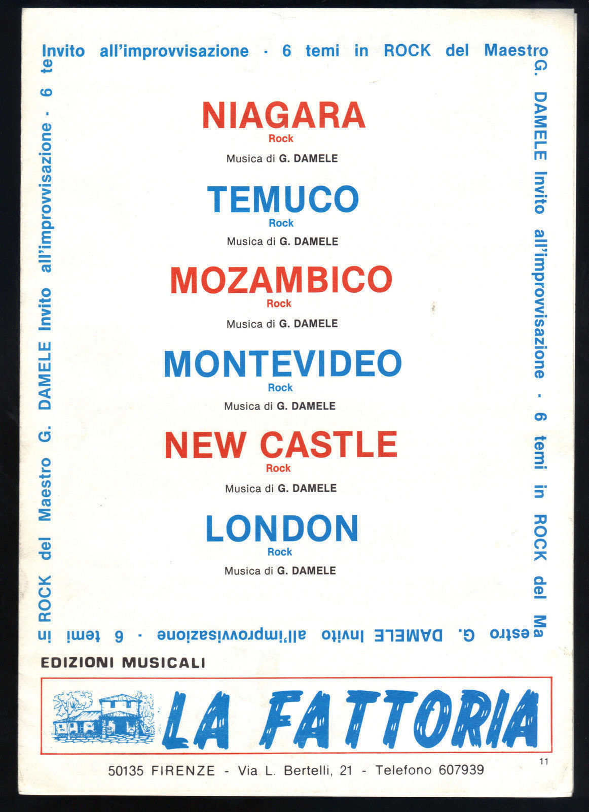 NIAGARA, TEMUCO, MOZAMBICO, MONTEVIDEO, NEW CASTLE, LONDON # G.DAMELE - SPARTITO