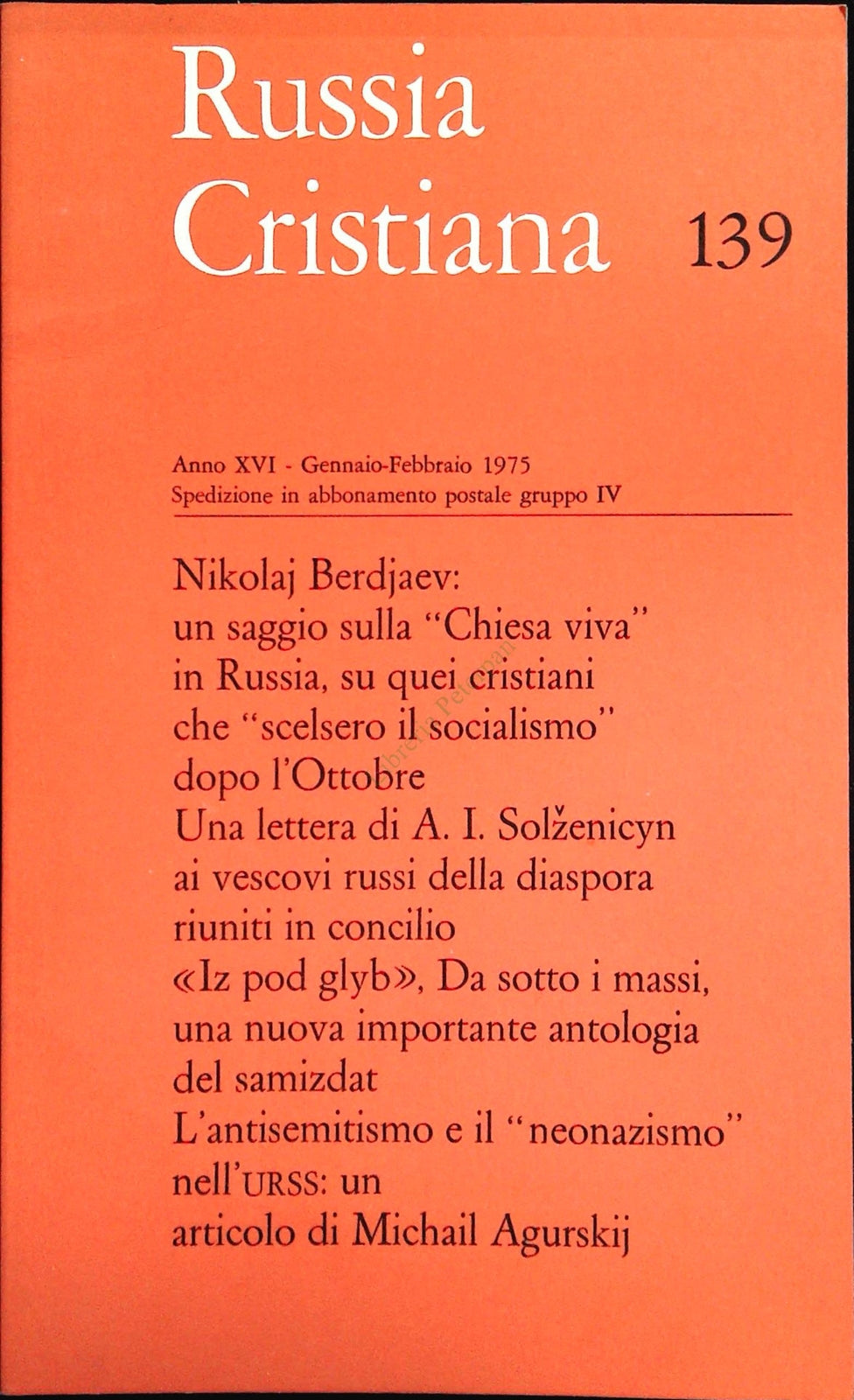 RUSSIA CRISTIANA N. 139 - GENNAIO - FEBBRAIO 1975
