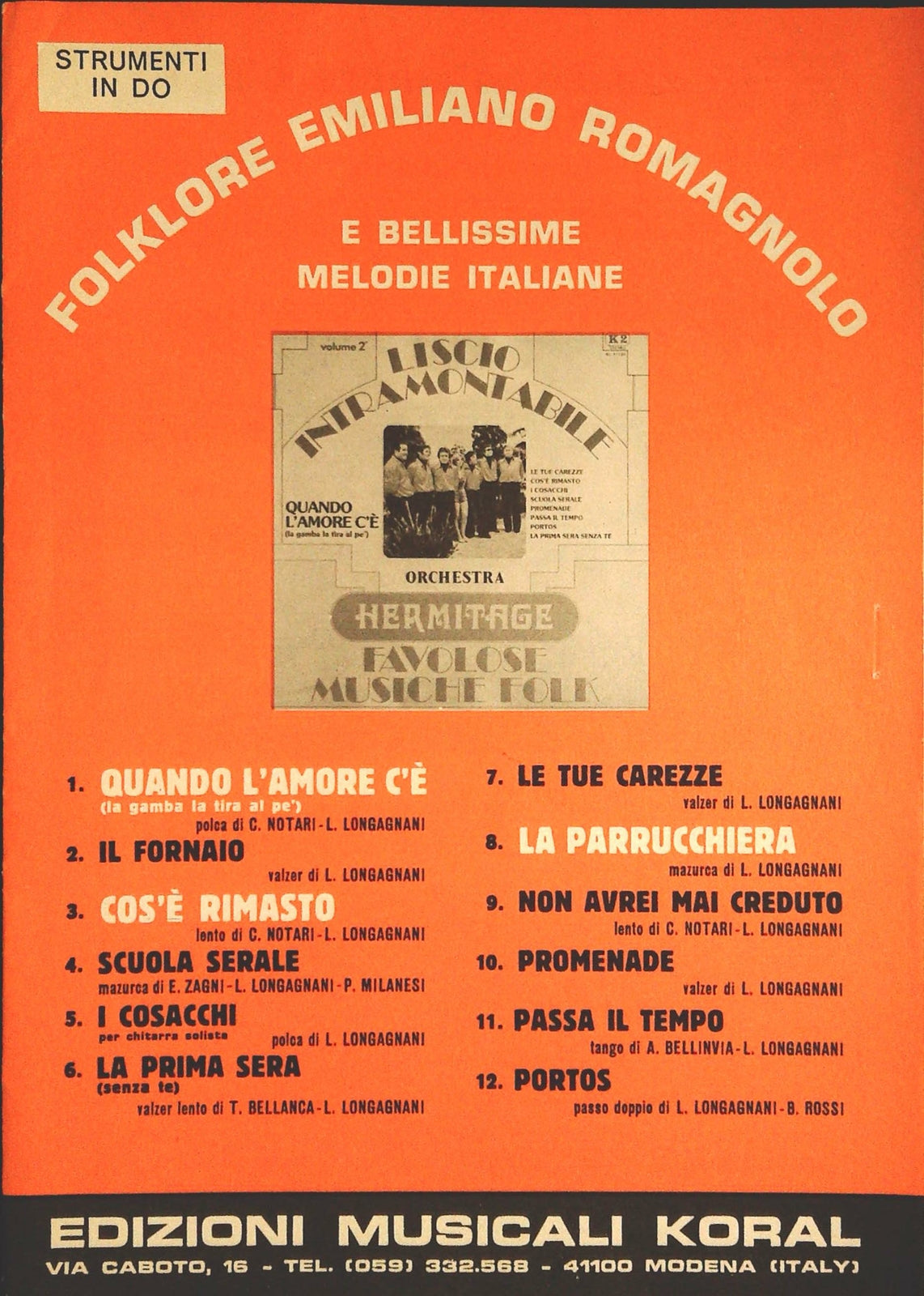 FOLKLORE EMILIANO ROMAGNOLO - 12 BRANI - SPARTITO-SHEET MUSIC