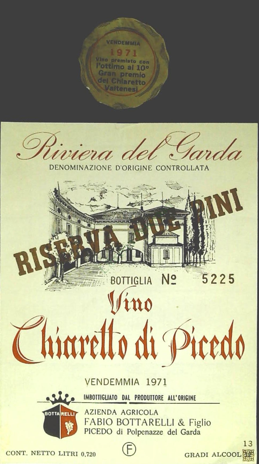CHIARETTO DI PICEDO - AZ. AGR. FABIO BOTTARELLI - ETICHETTA VINO
