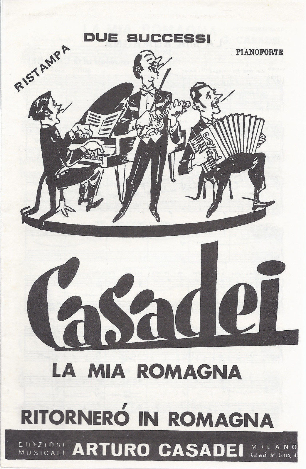 LA MIA ROMAGNA - RITORNERO' IN ROMAGNA ( G. Casadei ) # SPARTITO