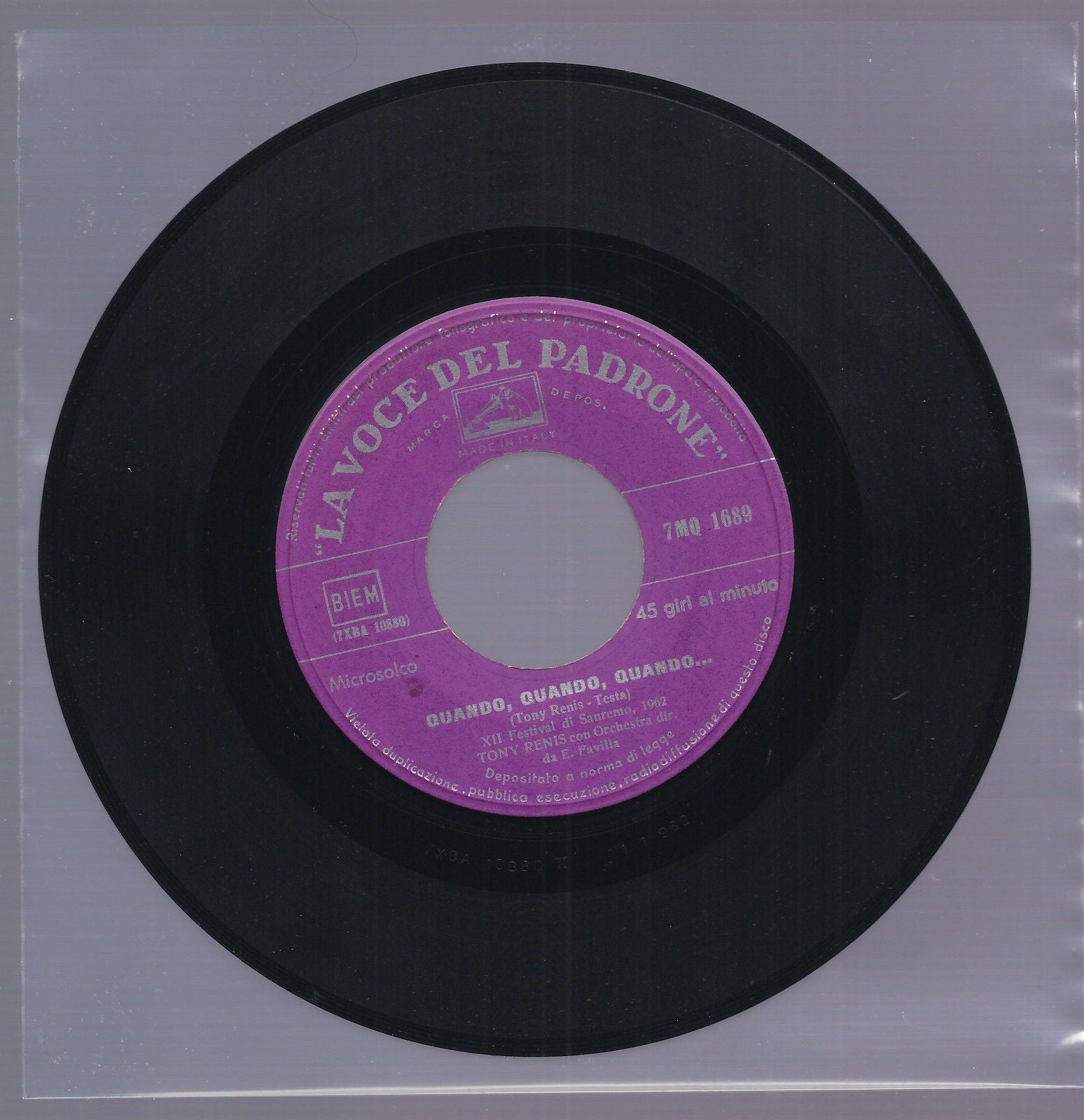 QUANDO, QUANDO, QUANDO... - BLU == TONY RENIS  -  Sanremo 1962