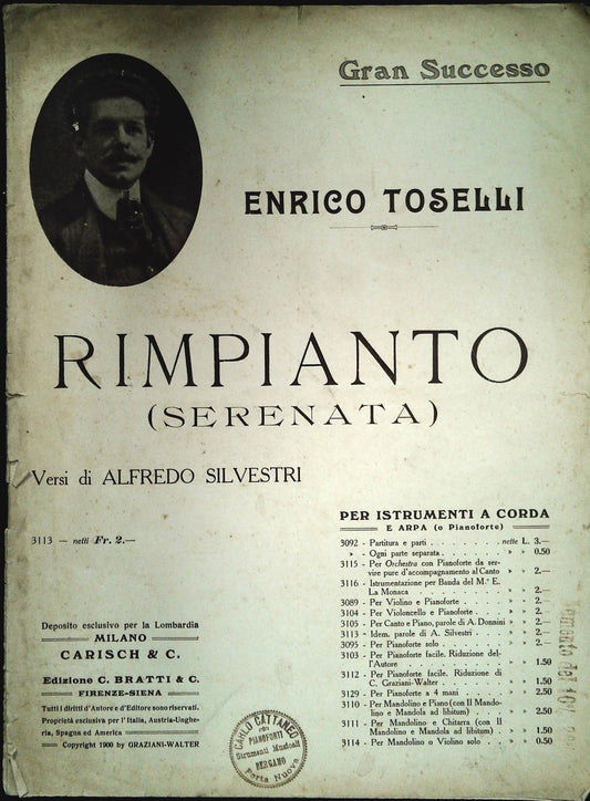 RIMPIANTO - ENRICO TOSELLI - SPARTITO-SHEET MUSIC