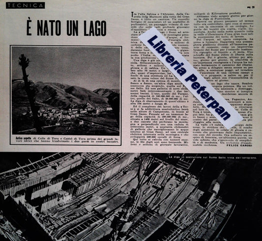 LAGO DEL TURANO - TEMPO 1940 - CLIPPING-RITAGLIO DI GIORNALE