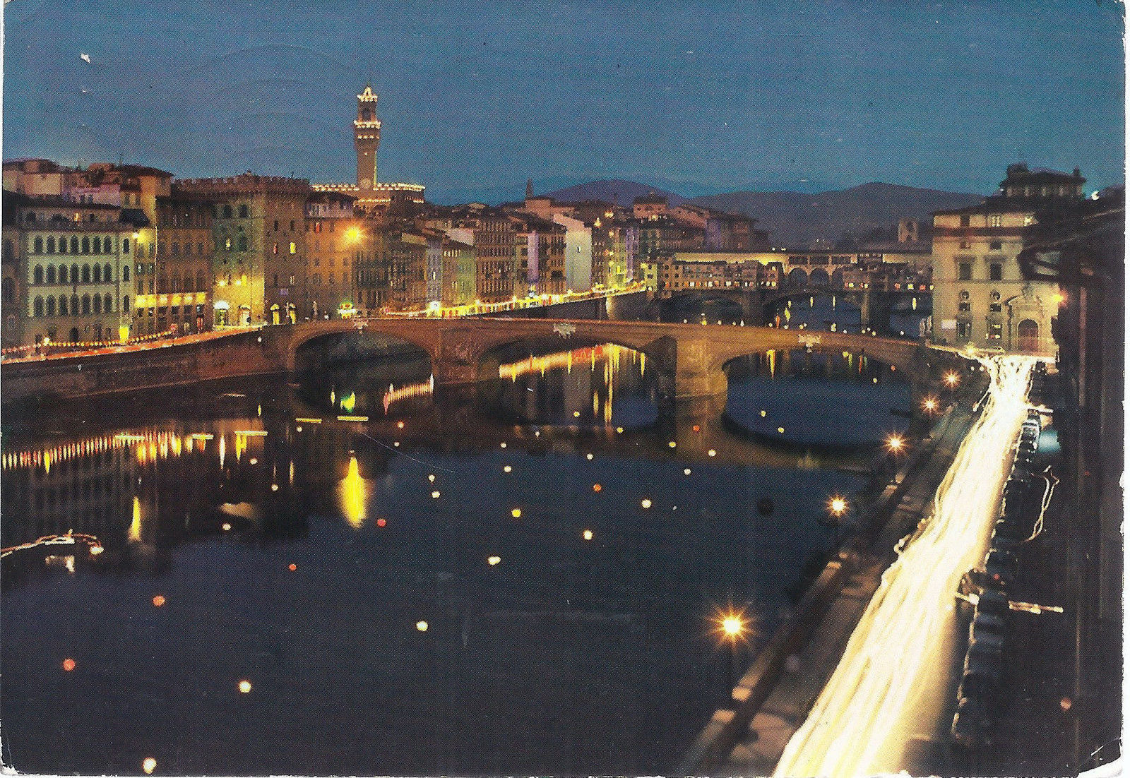FIRENZE - VEDUTA NOTTURNA DELL'ARNO - FESTA DELLE RIFIC
