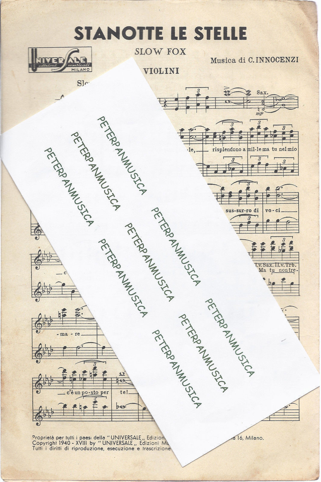 STANOTTE LE STELLE ( C. Innocenzi ) - SON TUTTE BELLE ( Stefer ) # SPARTITO