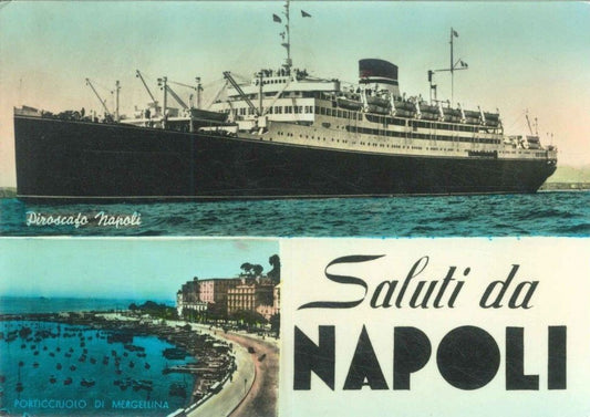 NAPOLI - VEDUTA CON PIROSCAFO NAPOLI - NV - ACQUARELLO