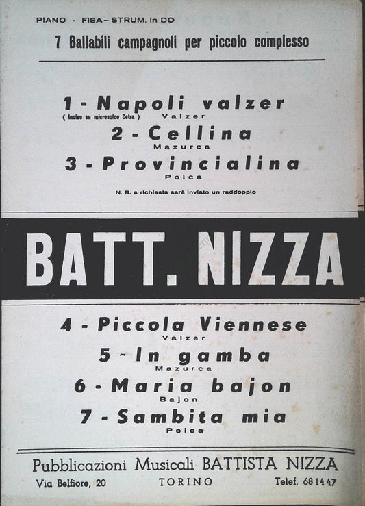 SETTE BALLABILI CAMPAGNOLI PER PICCOLO COMPLESSO - SPARTITO-SHEET MUSIC