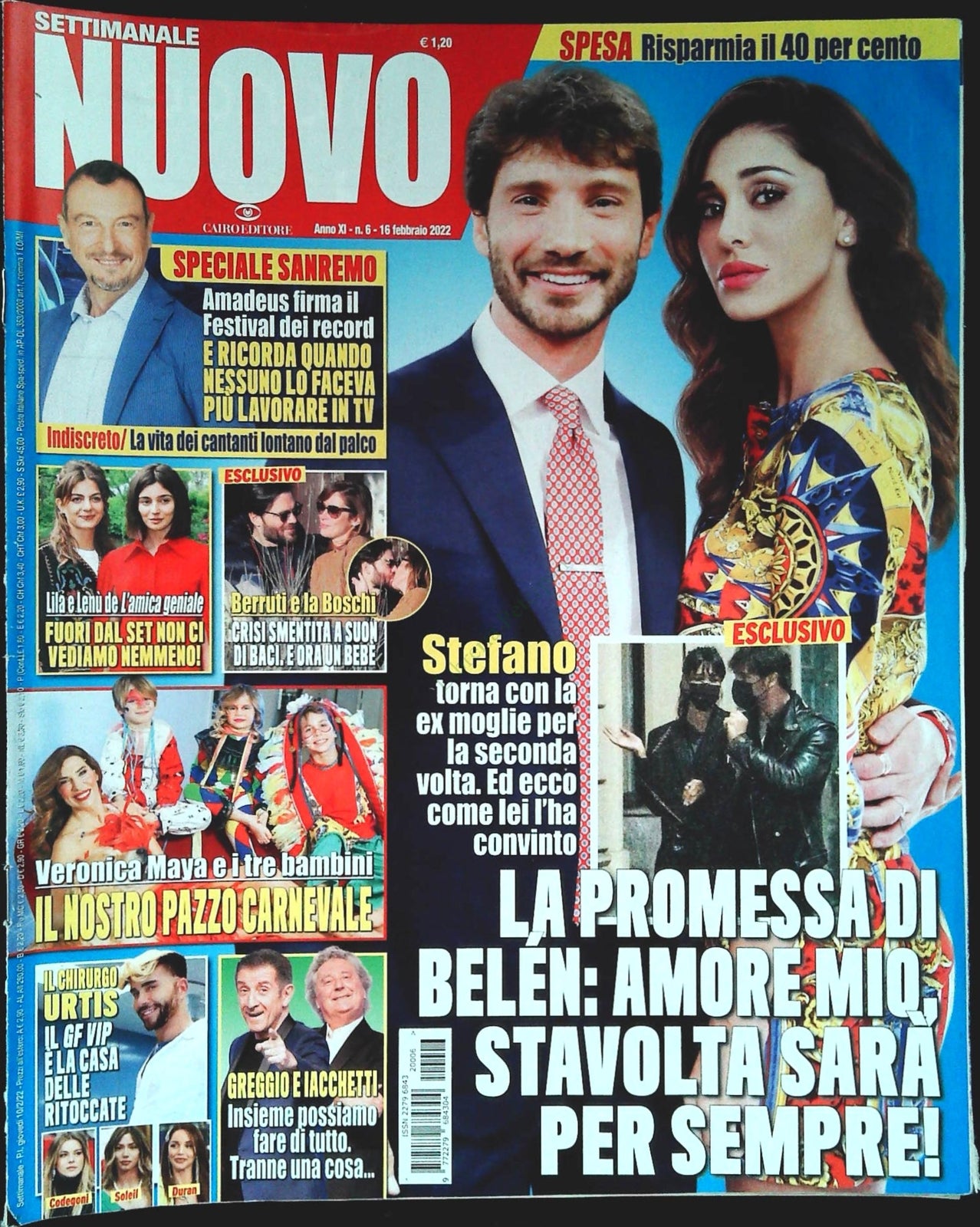 SETTIMANALE NUOVO 16 FEBBRAIO 2022 -BELEN-AMADEUS-VERONICA MAYA-OUTLET DEL LIBRO