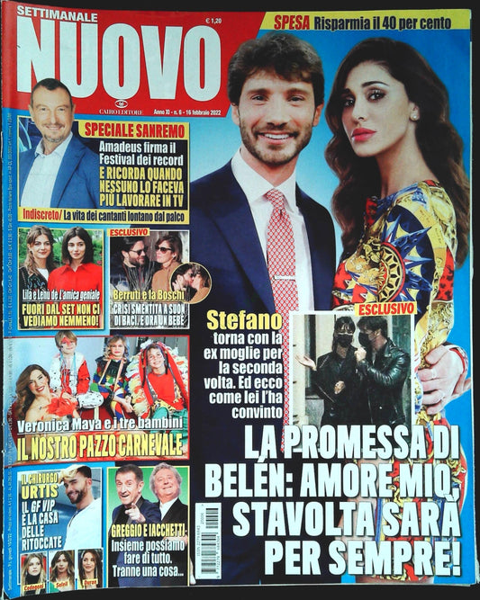 SETTIMANALE NUOVO 16 FEBBRAIO 2022 -BELEN-AMADEUS-VERONICA MAYA-OUTLET DEL LIBRO