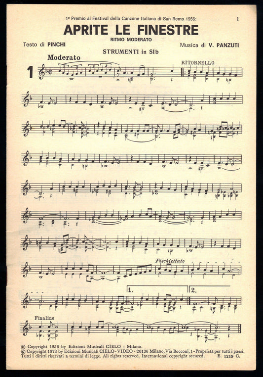 APRITE LE FINESTRE, PLEASE PLEASE ME E ALTRI18 BRANI # SPARTITO, STRUMENTI IN SI