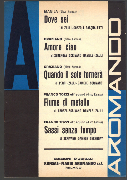 DOVE SEI - SASSI SENZA TEMPO e altri 3 Brani -- SPARTITO