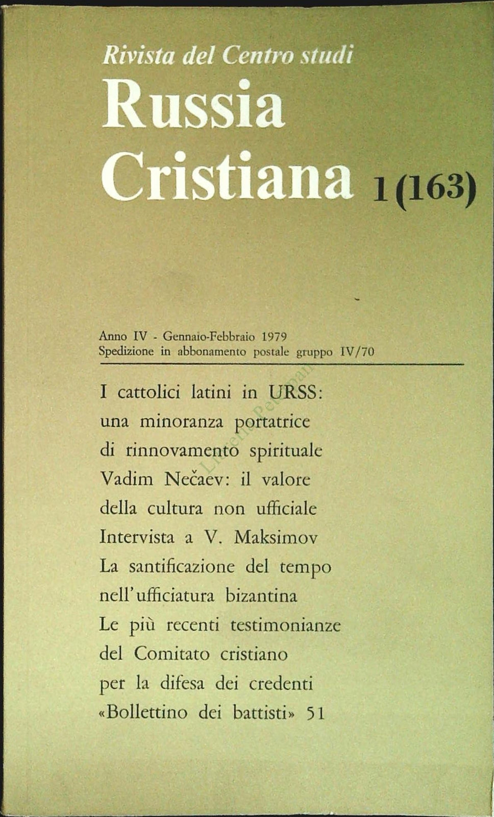RUSSIA CRISTIANA N. 163 - GENNAIO-FEBBRAIO 1979