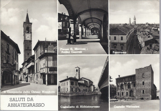 ABBIATEGRASSO - SALUTI - 5 VEDUTE - V 1956 - FG