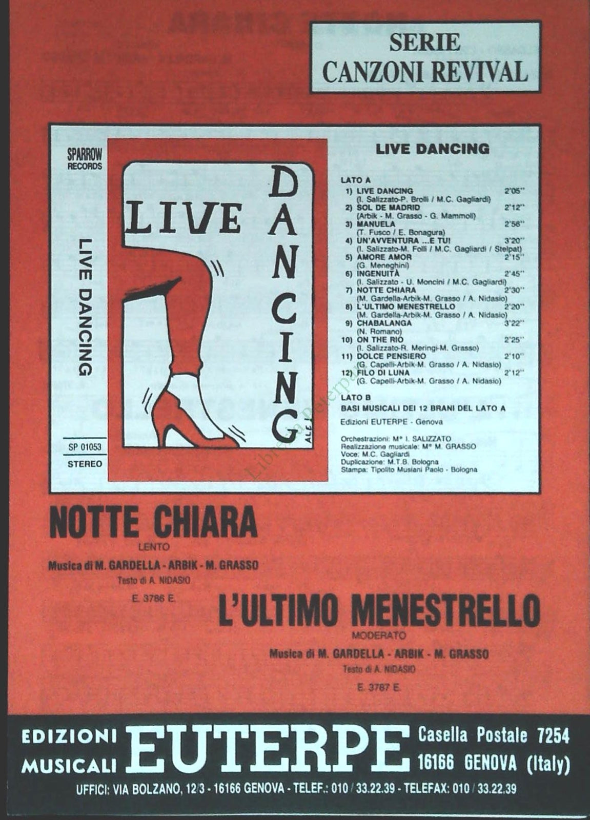 NOTTE CHIARA. lento - L'ULTIMO MENESTRELLO. moderato - SPARTITO-SHEET MUSIC