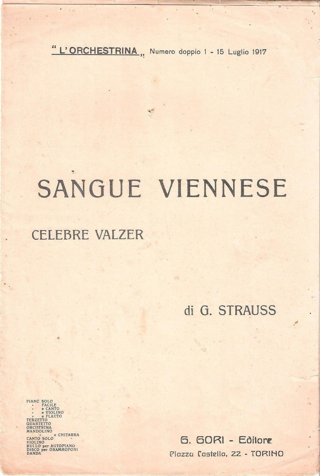 SANGUE VIENNESE# G. STRAUSS - SERIE "L'ORCHESTRINA"