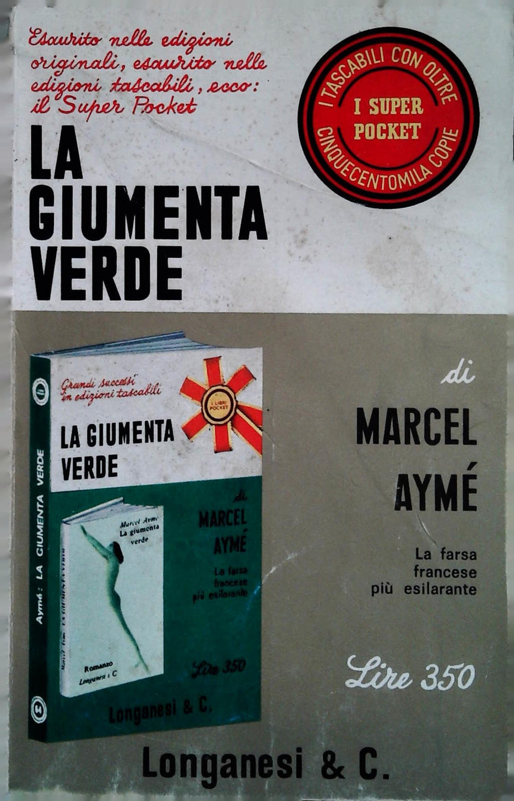 LA GIUMENTA VERDE - MARCEL AYME' - LONGANESI 1968