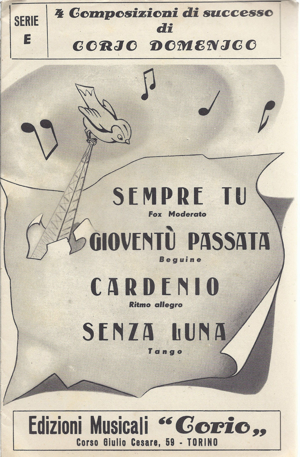 SEMPRE TU - GIOVENTU' PASSATA - CARDENIO - SENZA LUNA  Domenico Corio # SPARTITO