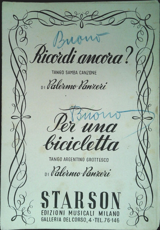RICORDI ANCORA? tango samba - PER UNA BICLETTA. tango grottesco - SPARTITO