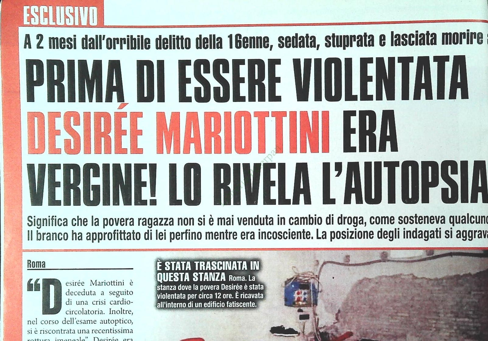 CASO DESIREE MARIOTTINI - CLIPPING-RITAGLIO DI GIORNALE