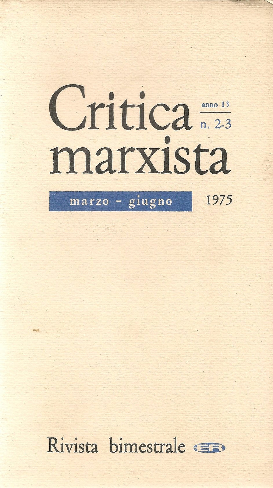 CRITICA MAXISTA - MARZO-GIUGNO 1975