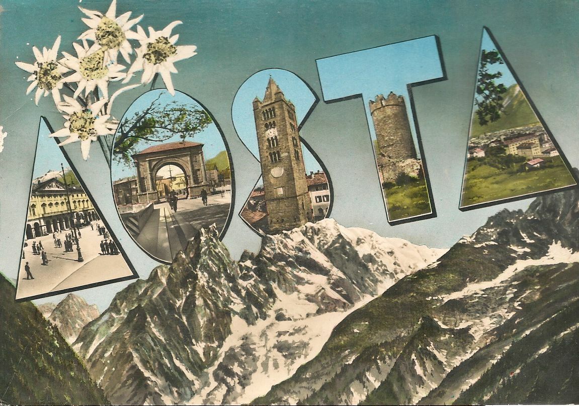 AOSTA - CINQUE VEDUTE CON SCRITTA - V1962