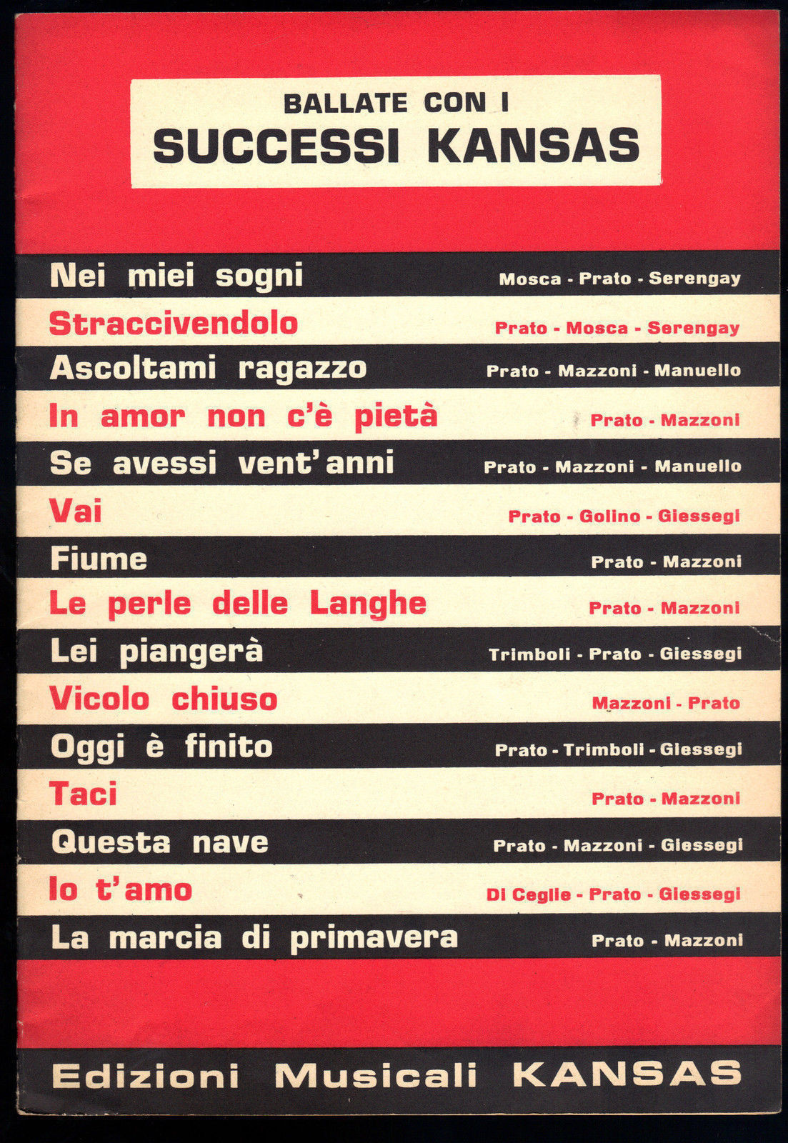 SUCCESSI KANSAS 1971 - 15 BRANI # SPARTITO - STRUMENTI IN DO - TESTI