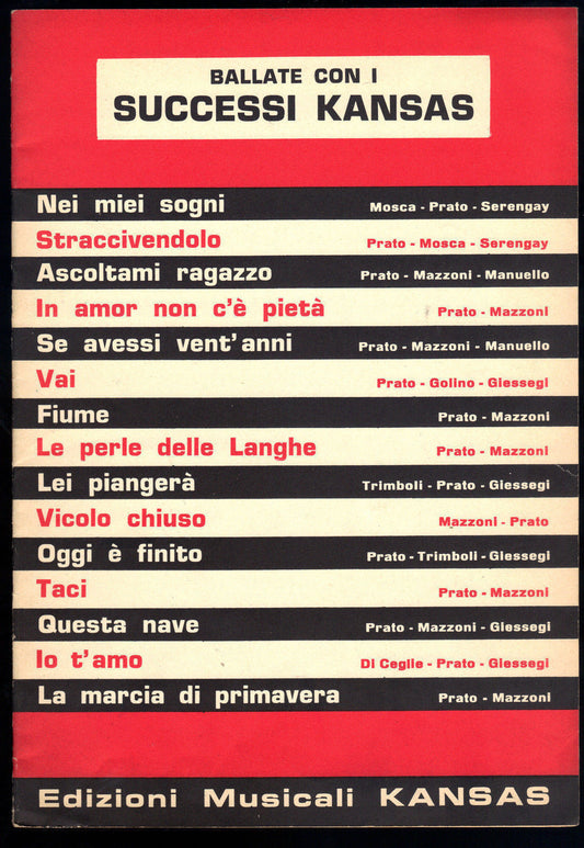 SUCCESSI KANSAS 1971 - 15 BRANI # SPARTITO - STRUMENTI IN DO - TESTI