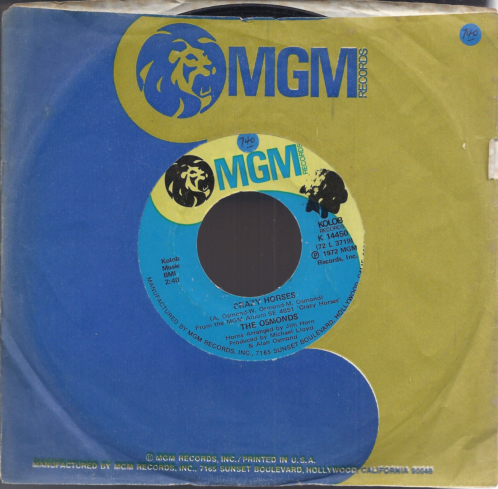 CRAZY HORSES - THAT'S MY GIRL # THE OSMONDS   (USA  1972)
