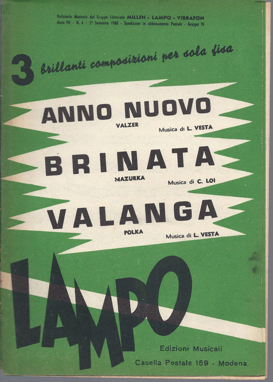 ANNO NUOVO - VALANGA  L. Vesta = BRINATA   C. Loi  #  SPARTITO - Fisarmonica