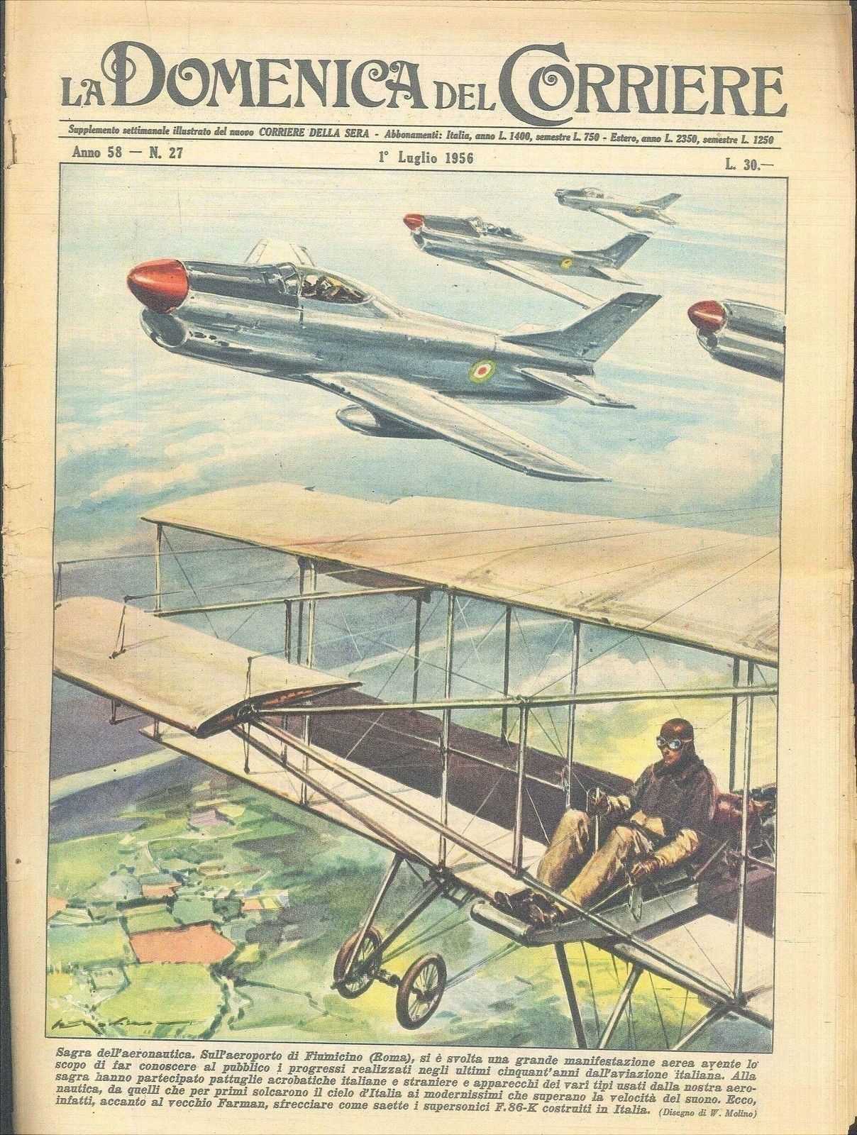DOMENICA DEL CORRIERE N 27 - 1 LUGLIO 1956 - ILL. WALTER MOLINO