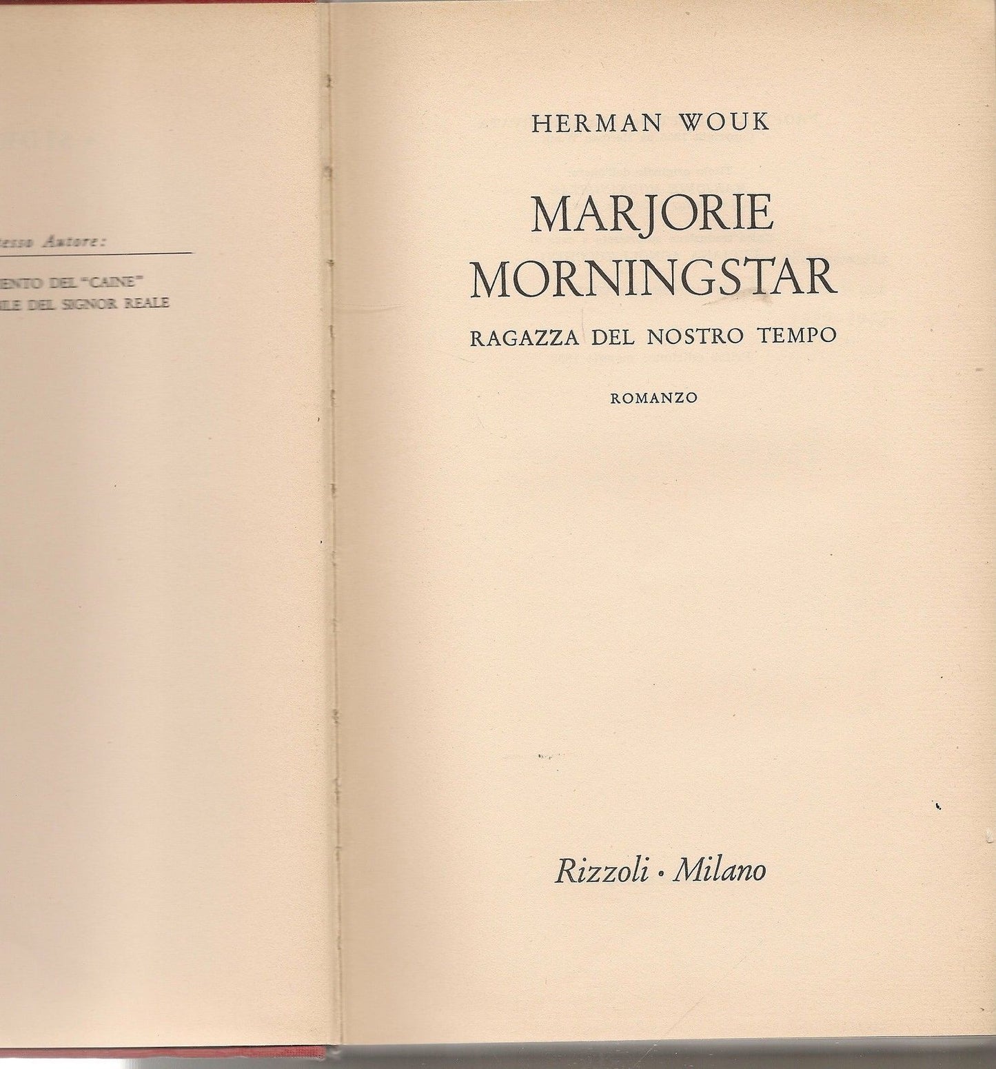 MARJORIE MORNINGSTAR - HERMAN WOUK   1^ Ediz. 1956