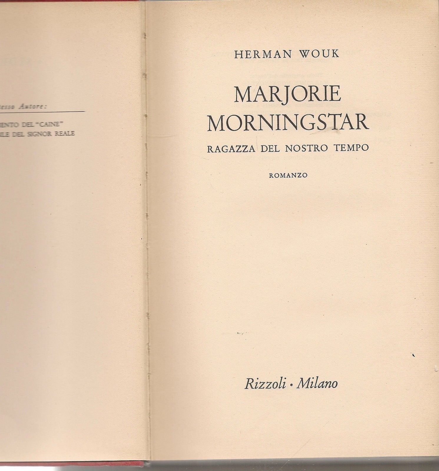 MARJORIE MORNINGSTAR - HERMAN WOUK   1^ Ediz. 1956